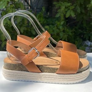 Qupid Cancun Tan Espadrille Flatform Sandal